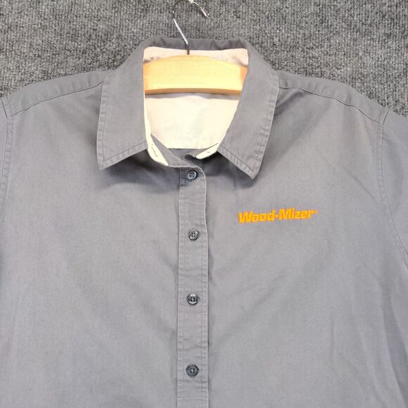 Port Authority Women's Button Front Shirt Gray XL Wood-Mizer Short Sleeve - Picture 3 of 15